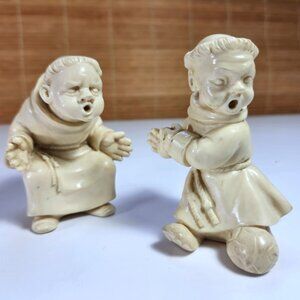 Gino Ruggeri Monk Figurines Vintage 60s Resin Soccer Football Collectible Pair